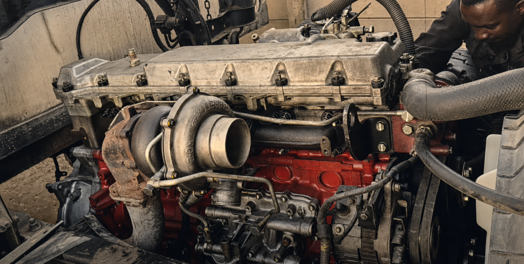 Diesel engine and turbocharger, restored from real client engine footage.